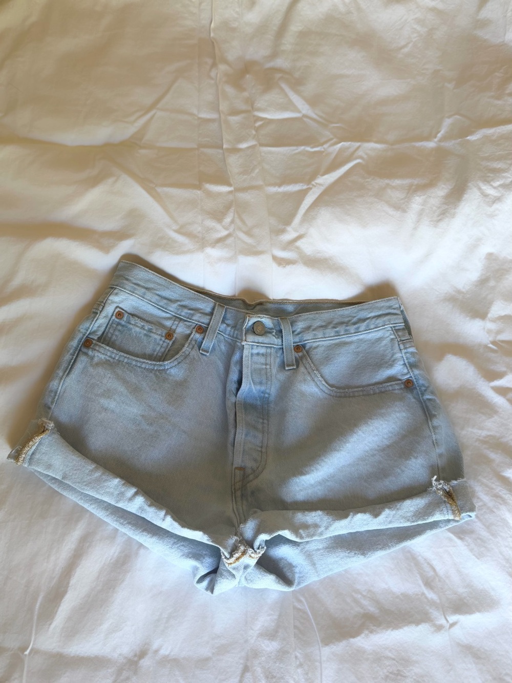 Levi's Light Blue Rolled Cuff Denim Shorts